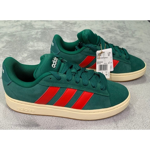 Adidas Grand Court Alpha 00s Men's 9.5 Green Red Cloudfoam Comfort Sneakers New